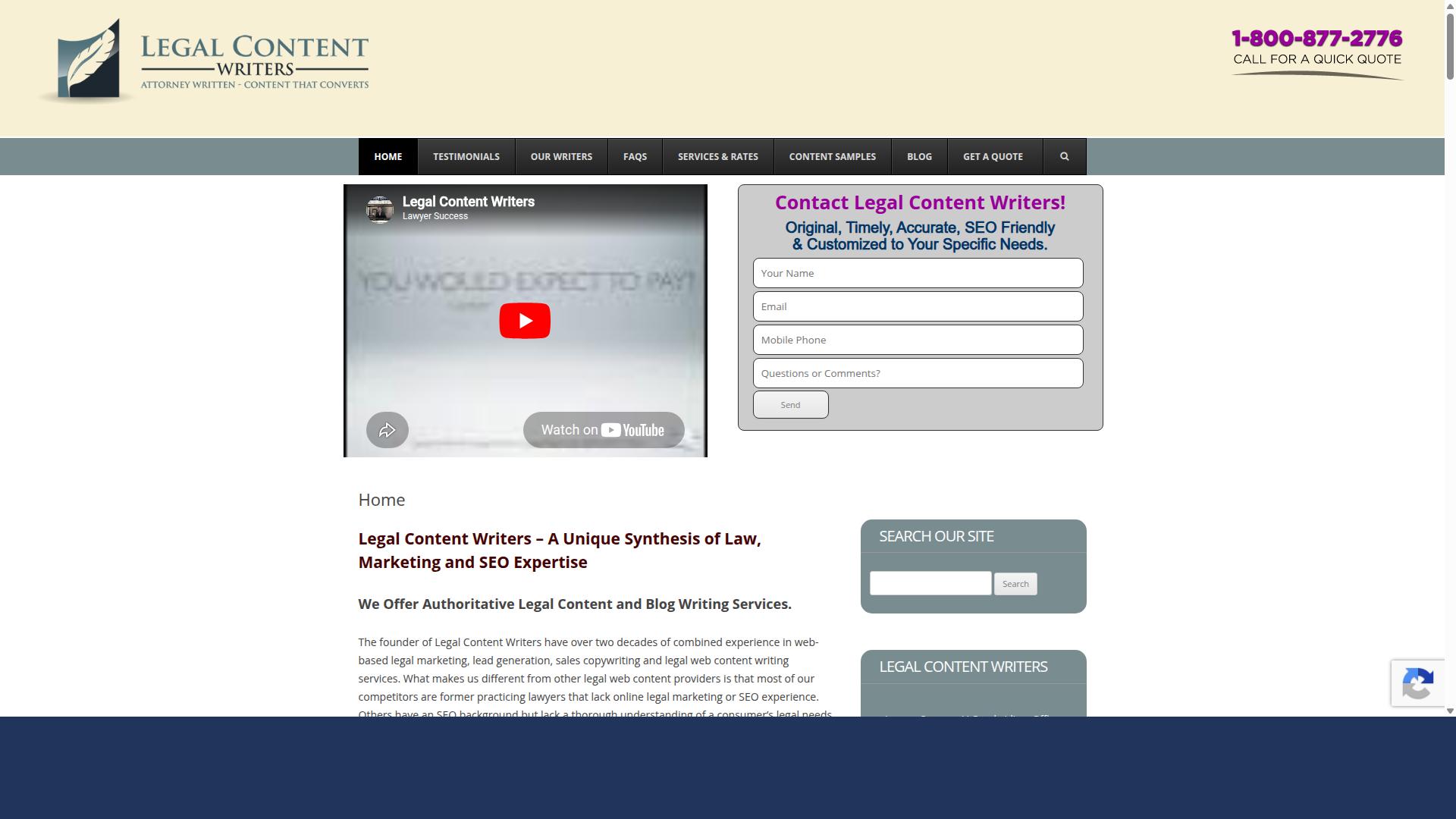 Legal Content Writers website