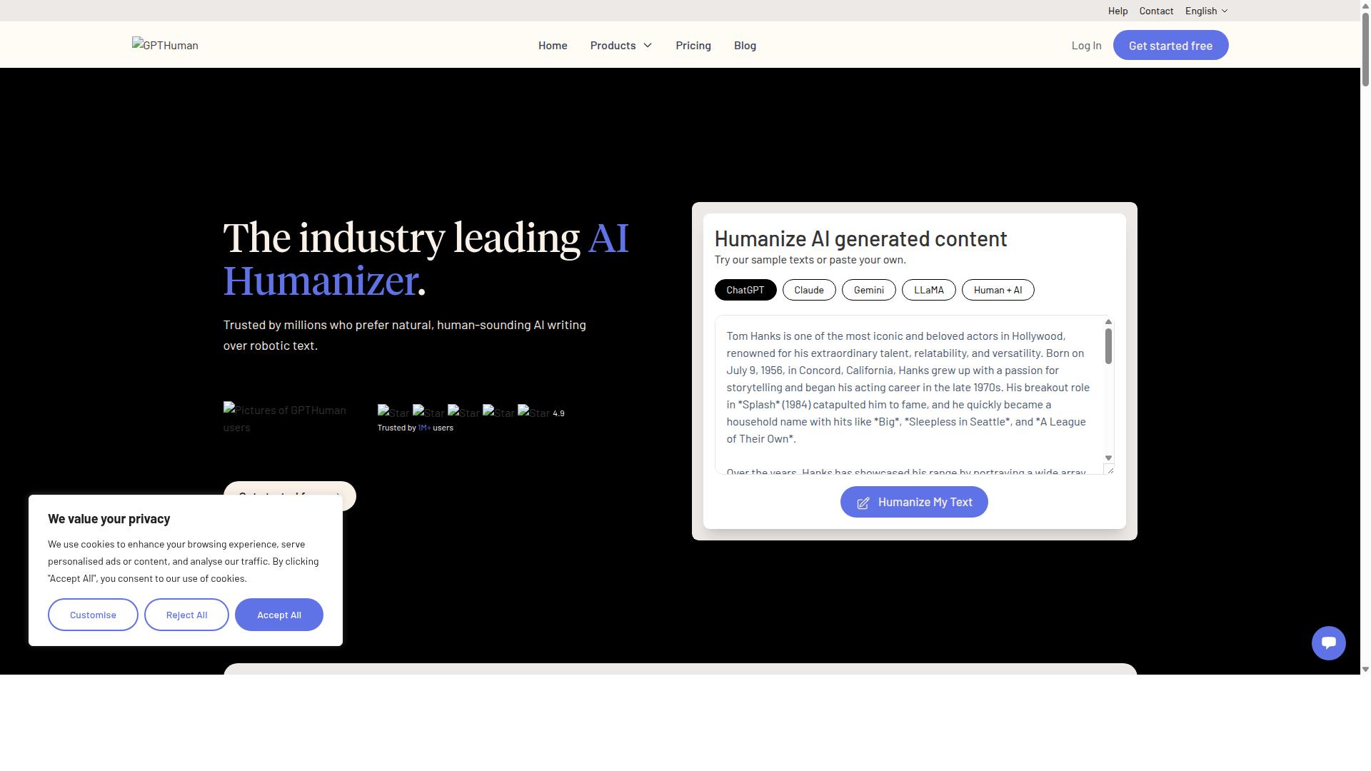 GPTHuman website
