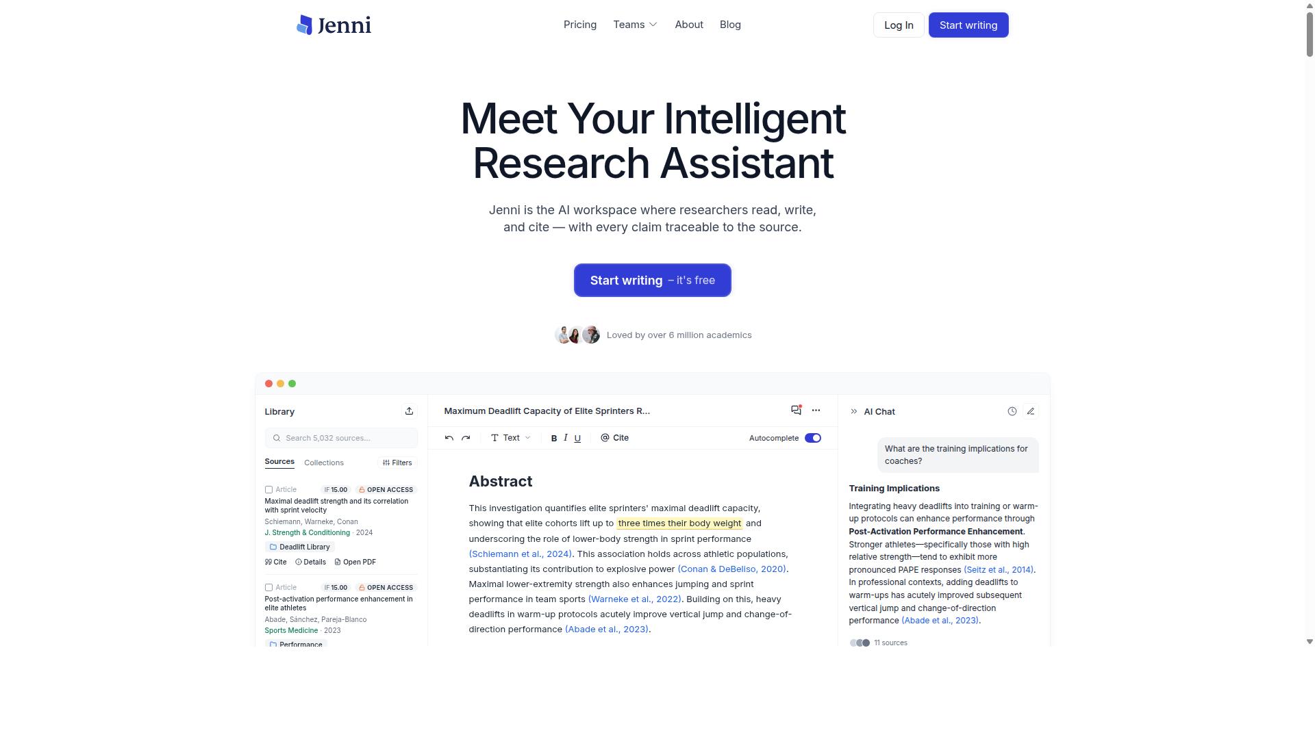 Jenni AI website